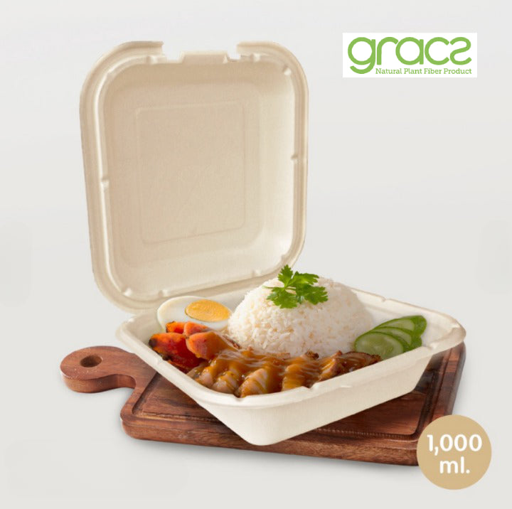 MENÜ KLAPPBOX 1000 ml. quadratisch - Single Schloss, hoher Rand