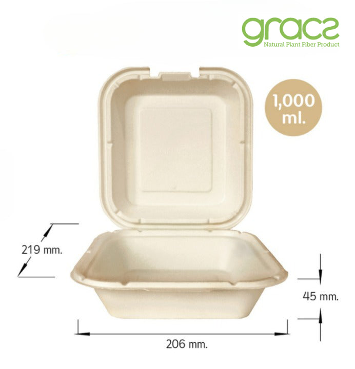 MENÜ KLAPPBOX 1000 ml. quadratisch - Single Schloss, hoher Rand