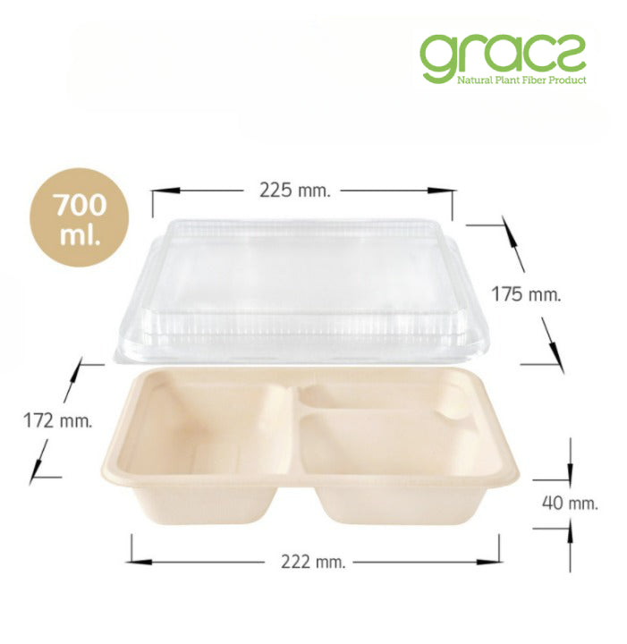 3-geteilte LUNCHBOX/ BENTOBOX 700 ml.
