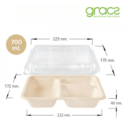 3-geteilte LUNCHBOX/ BENTOBOX 700 ml.
